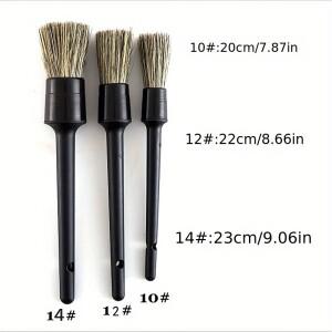 3Pcs 자연 멧돼지 머리 자동차 자세히 브러시 세트 부드러운 강모 청소 키트 Atuo 타이어 휠 워시 외관