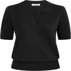 케이트 카신 여성 반팔 폴로 스웨터 브이넥 니트 상의 캐주얼 골지 셔츠 루즈 풀오버