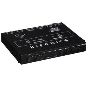 스 HFEQ 다중 소스 신호 프로세서(블랙) u2013 4밴드 이퀄라이저, 0.5인치 DIN, 오디오 입력 2개, 9볼트 라인 드라이버, 마스터 볼륨 제어, 서브우퍼 듀얼 앰프 페이더