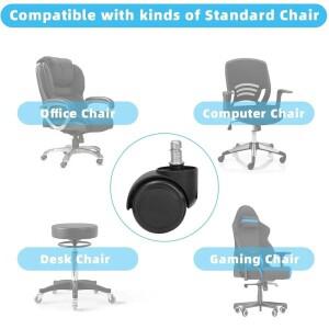 5개 의자 바퀴 교체용 소프트 무음 데스크 캐스터 휠, 작업용 고하중 안전 롤링 사무실