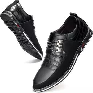 남성 드레스 슈즈 캐주얼 비즈니스 옥스포드 더비 정형외과 가죽 신발 심플한 레이스업 로퍼 플랫 남성용