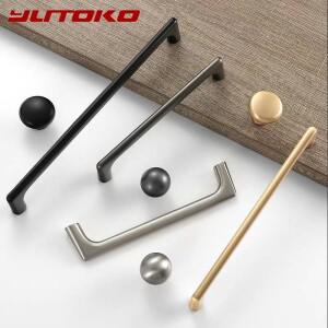 YUTOKO-황동 골드 캐비닛 손잡이, 진주 회색, 도어 아연 합금, 서랍 주방 가구 하드웨어