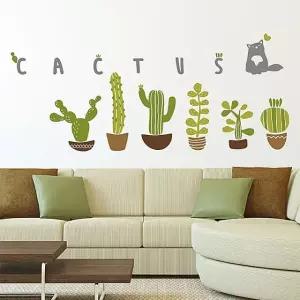 데코 시트지 드로잉선인장 벽지 인테리어소품 포인트스티커