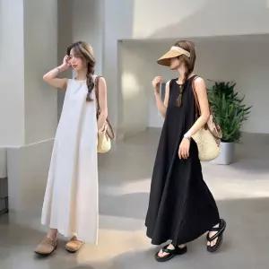 베르 여름원피스 나시 2color 롱민소매 바캉스 휴양지 여성 하객룩 랩원피스 미니 비치 면원피스 루즈핏 쉬