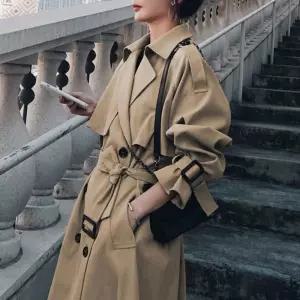 트렌치코트 가을 여성 베이직 2컬러 롱기장 카라벨티드 루즈핏 오버 하프 더플 반코트 모직 트위드 뽀글이