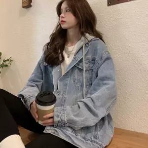 여성 후드 탈부착 청자켓 포켓 오버핏 루즈 박시가을 아우터 여자야상 쟈켓 크롭 라이더 리스 아노락 트위