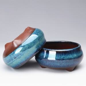 중국 스타일 분재 냄비 구멍이있는 통기성 석기 화분 정원용 세라믹 공예