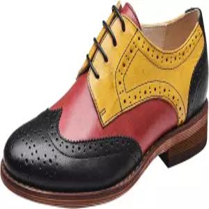 유라이트 여성용 천공 레이스업 윙팁 멀티컬러 가죽 플랫 옥스포드 빈티지 슈즈