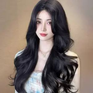 (언니네 가발) 빌드펌 웨이브 긴머리 통(블랙)파티가 코스프레 파티용 코스프레용 통가 패션