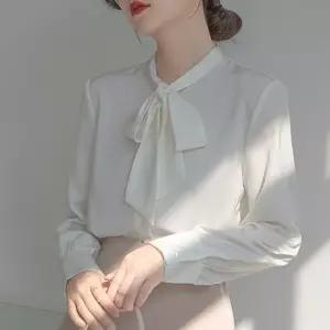 오피스룩 여성 스카프 리본 블라우스 포인트 새틴차르르 봄옷 가을 패션의류 러블리 벌룬소매 오피스 출근