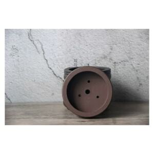 세라믹 원형 분재 냄비, 접시, 보라색 모래, 자연, 전통 중국, 기숙사 테이블 룸 정원 홈 장식