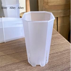 플라스틱 다이아몬드 냄비 투명 뿌리 제어 측면 개방 팔각형 사각형 다육 꽃 용기, 노화 방지 미니 식물