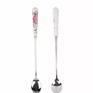 허니문 감성 꽃무늬 긴 스푼 커피 디저트용