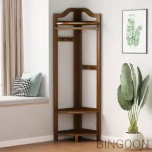 빈군 옷걸이 코너 선반 브라운 코너선반 옷정리대