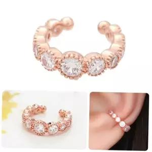 14KGP 데일리 큐빅 볼 로즈골드 링 귀찌 이어커프