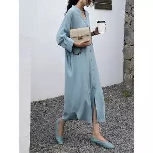 [하프클럽/셀러허브_여성트랜드패션]G125675_차이나카라 셔츠원피스 롱원피