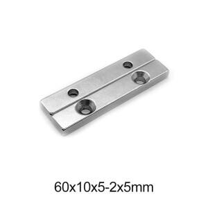 60x10x5-5 강력한 시트 자석 2 구멍 5mm 블록 직사각형 가정용 냉장고, 사무실 DIY