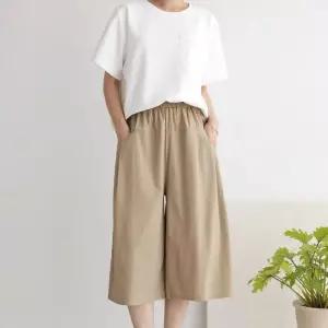 [다잇템]여자 넓은 고무줄 칠부 항아리핏 썸머 반바지 (37561472A)