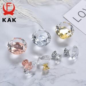 KAK-10 피스 크리스탈 다이아몬드 캐비닛 손잡이 및 30mm 골드 주방 찬장 문 당김, 드레서 가구 하드웨어