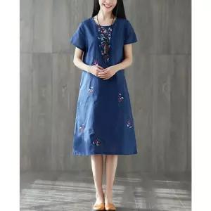 여성 여름 플라워 꽃무늬 자수 린넨 면마 원피스예쁜 나시 원피스 민소매 편한 루즈핏 휴가 여행 샤랄라