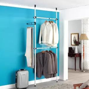 KT 베이직 행거 - 2단 고정 고정형 폴행거 스탠드 옷정리 옷방 고정식 드레스룸 걸이 원룸 폴대