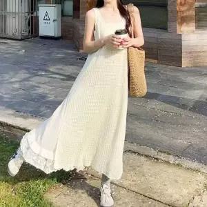 라잇 펀칭 니트 원피스 세트 여름 투피스 민소매치마