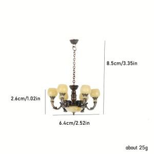 1Pcs 인형 집 미니어처 레트로 천장 조명 샹들리에 모델 시뮬레이션 가구 아이 선물 거실 침실 장면 Acc