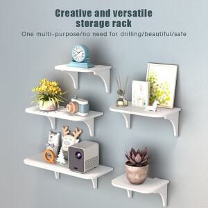 벽걸이 형 라우터 선반 펀치없는 TV 셋톱 박스 플로팅 행잉 랙 홈 전원 스트립 Wifi 보관 홀더 목재