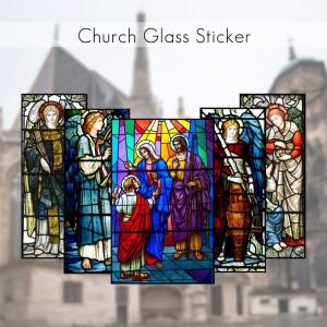 정적 집착 스테인드 글라스 필름 빈티지 스타일 교회 아트 창 스티커 PVC 자체 접착 클래식 유럽 기독교