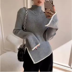 어반 무드 언발 하프넥 골지 니트 FSF-J 0004터틀 목티 포근한 클래식 터틀셔츠 여성 폴라 언폴라