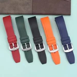 호환  품질 불소 고무 시계 스트랩 18mm 19mm 20mm 21mm 22mm 24mm 스포츠 시계 밴드 블랙 그린 손목 밴드