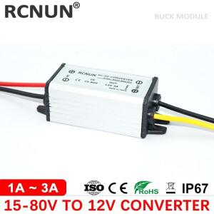 RCNUN 24V 36V 48V 60V ~ 12V 1A 2A 3A DC 벅 컨버터 레귤레이터 15-80V 36W 자동차 태양 광용 전원 공급