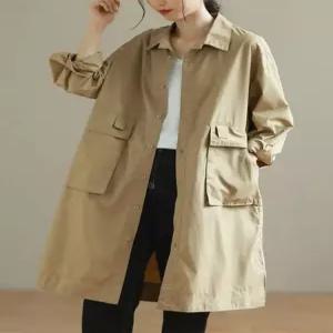 빅사이즈 심플한 박시한 큰포켓 하프코트 반코트 면바바리