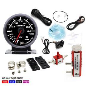 3.0 바 부스트 게이지, 화이트 앰버 듀얼 LED 디스플레이, 피크 경고 조절식 컨트롤러 키트 포함, 60mm, 2.5 인치
