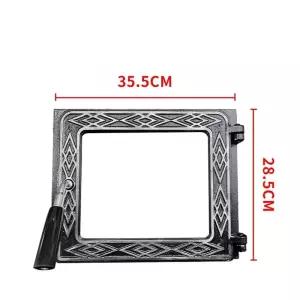 장작 난로문 아궁이 (내열 불문 유리) 유리문 검정색 내열 손잡이 주철 펜스