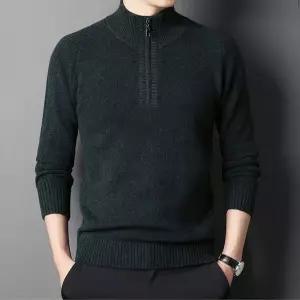 쉬헐크 니트 울 가을 남자 스웨터 터틀넥 폴라 반 집업 자카드 KKE3