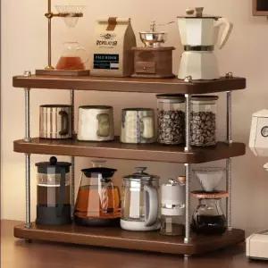 커피도구 보관 선반 정리대 탁상형 우드 홈카페