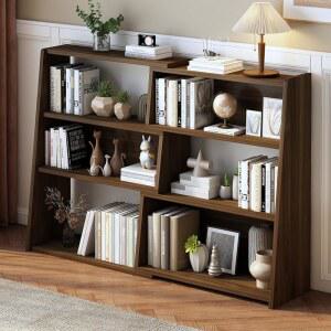 IOTXY 나무 확장형 선반 3단 책장 작은 모서리를 위한 짧은 사다리 공간이나 낮은