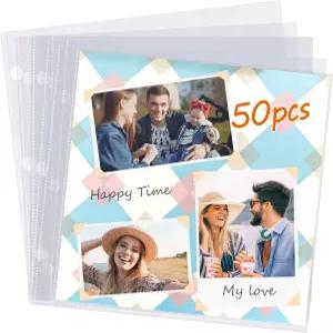 12x12 스크랩북 페이지 프로텍터 50팩 헤비급 핏 바인더 및 사진 앨범 리필