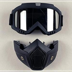 [2개구성] 라이더 고글 자전거 마스크 라이딩 방풍 분리형 스키 바이크 미러실버 HWCFD317