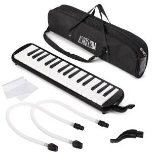 휴대용 가방 블랙 에어 튜브 물티슈 초보자를 악기가 32 마우스피스 피아노 키보드 토스네일 위한 멜로디카 더블 포함된