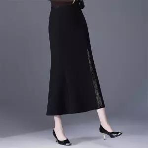 여성 스커트 롱 가을 쉬폰 레이스 머메이드 힙 랩 하이웨스트 A라인 슬림핏 원픽3