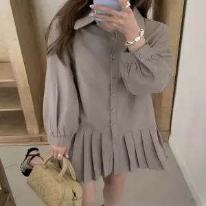 여성 미니 셔츠 원피스 플리츠 A라인 러블리 2컬러