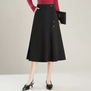 스커트 여자 롱 가을 캐주얼 플리츠 쉬폰 정장 A라인 룩 원픽3