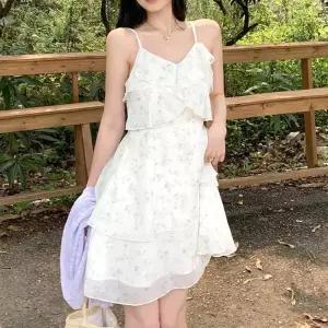 플라워 플레어 끈나시 캉캉 프릴 미니원피스 여친룩