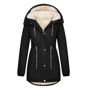 위푹스 여성 두꺼운 퍼퍼 안감 플리스 파카 코트 재킷 아웃웨어 겨울 캐주얼 셰르파 퍼지 후드