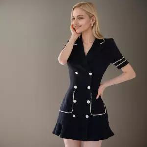 스파이더맨 원피스 치마 여사친 오피스룩 슬림핏 정장 칼라 기본 플리츠 OPH1