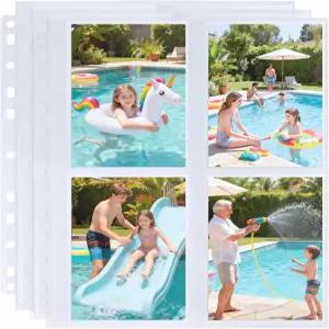 링 바인더 3개용 3.5x5 사진 앨범 리필 페이지 30팩 240장의 사진을 담을 수 있는 초투명 슬리브 양면