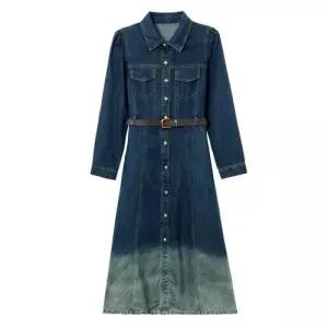 스파이더맨 원피스 치마 청 빈티지 여성치마 프렌치 그러데이션 긴팔 코디 펑퍼짐 OPH3