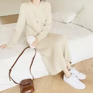 캐주얼 니트롱원피스 후드니트 여성 롱티셔츠 원피스